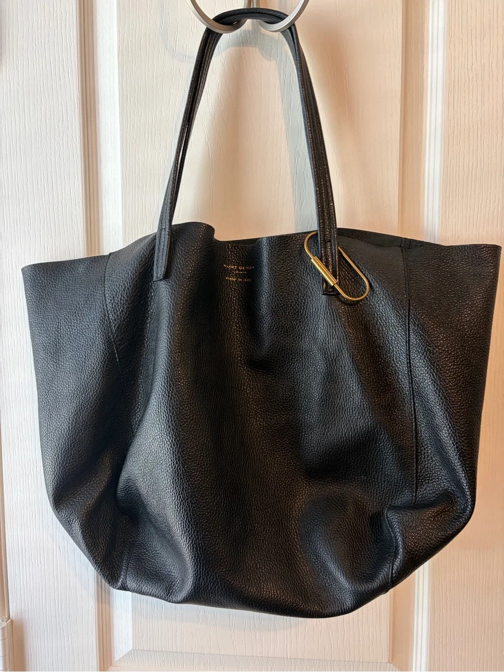 Kurt Geiger Black Leather Tote with Gold Hardware